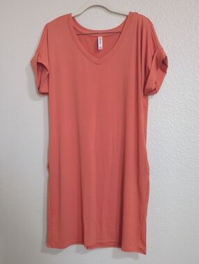Zenana Premium Coral V-Neck Tunic Dress